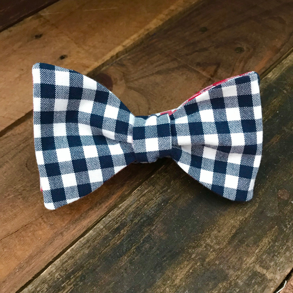 Red and Navy Gingham Bow Tie – Peake Ties