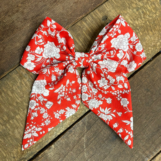 Red Floral Hair Bow