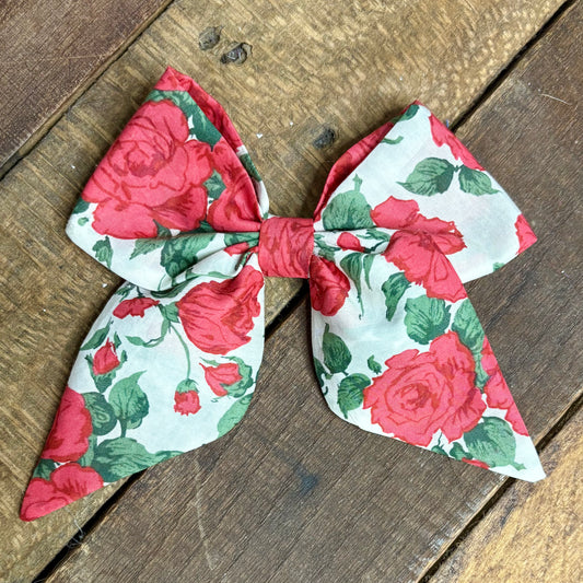 Red Rose Hair Bow