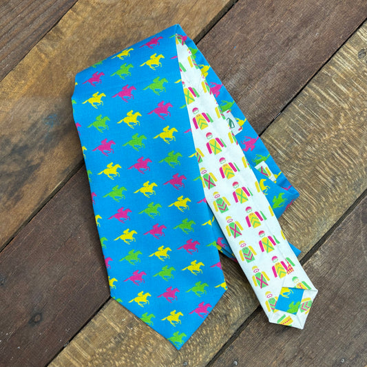 Teal with Neon Horses Necktie