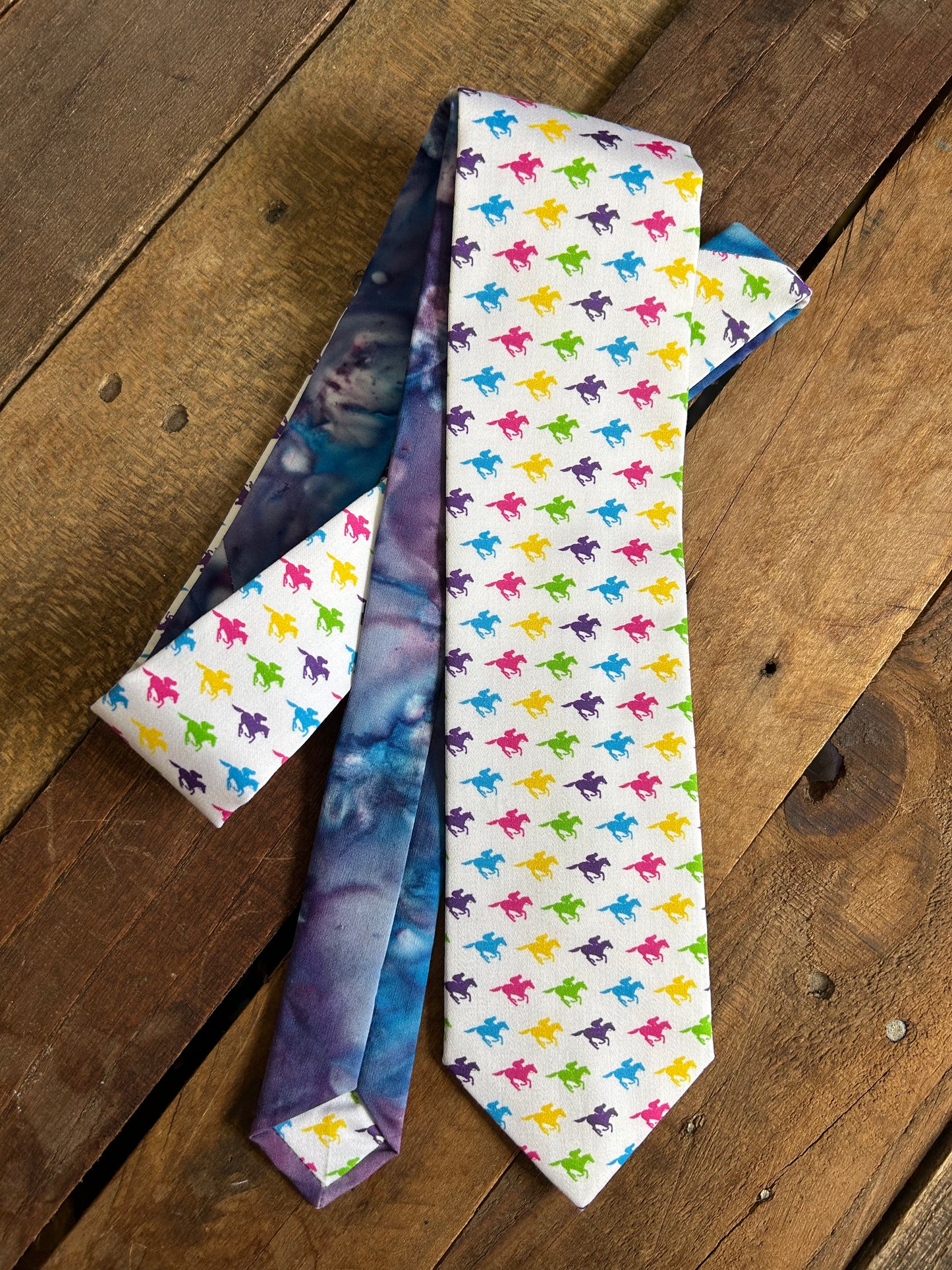 Neon Racehorses Necktie