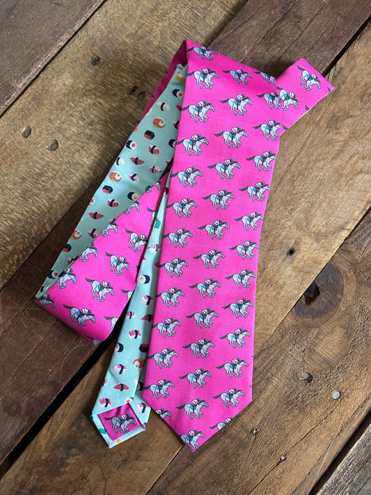 Hot Pink Racehorse Necktie