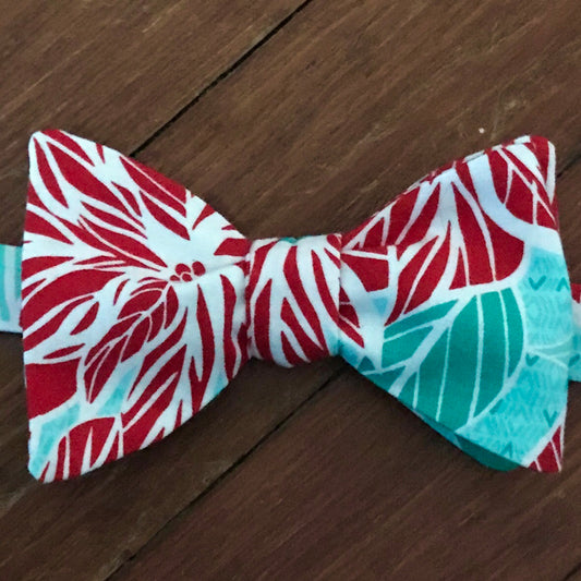 Poinsettias with Teal Bow Tie