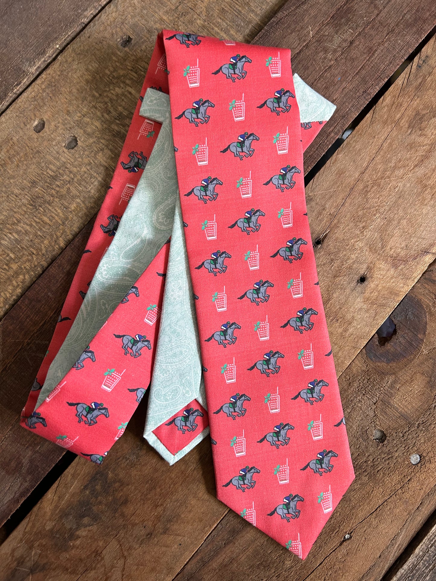 Coral Ponies and Juleps Necktie